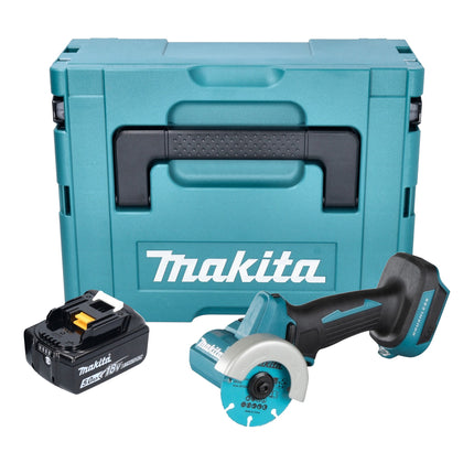 Amoladora angular sin cable Makita DMC 300 T1J 18 V 76 mm sin escobillas + 1x batería recargable 5,0 Ah + Makpac - sin cargador