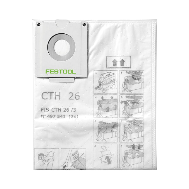 Festool FIS-CTH 48/3 Bolsa filtrante de seguridad 6 unidades clase de polvo H ( 2x 497542 ) para aspirador móvil CTH 48