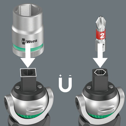 WERA Carraca giratoria y reversible 8009 Zyklop Juego de bolsillo 1 3/8 ″ + 1/4 ″ 72 dientes ( 4000822450 )