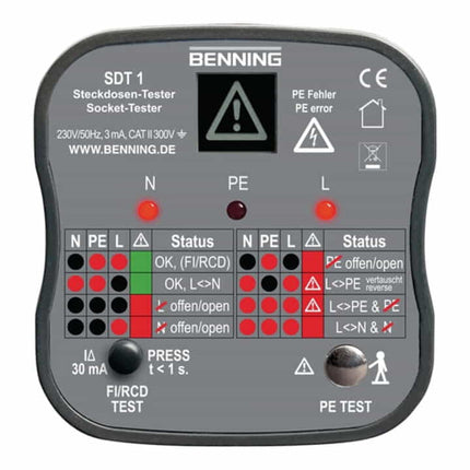 BENNING SDT 1 socket outlet tester for testing socket outlets with earthing contact ( 4000828811 )