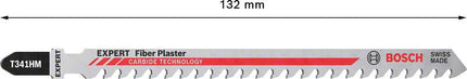 BOSCH Jigsaw blade Fibre Plaster T 341 HM Overall length 132 mm ( 4000837441 )