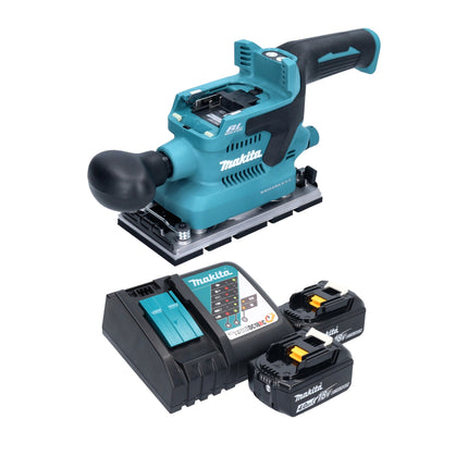 Makita DBO 380 RM cordless orbital sander 18 V 93 x 185 mm brushless + 2x rechargeable battery 4.0 Ah + charger