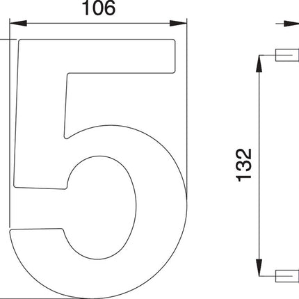 Numero civico EDI cifra 5 acciaio inox opaco ( 3000261320 )