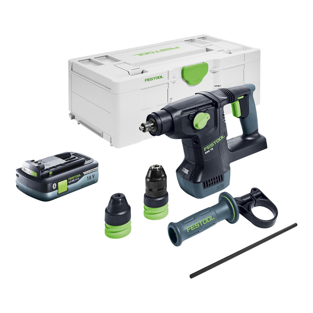 Martello combinato a batteria Festool KHC 18 EB-Basic 18 V 2,6 J SDS-Plus Brushless + 1x batteria ricaricabile 4,0 Ah + Systainer - senza caricabatterie
