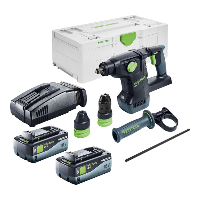 Festool KHC 18 EB-Basic cordless combihammer 18 V 2,6 J SDS-Plus Brushless + 2x battery 8,0 Ah + quick charger + systainer
