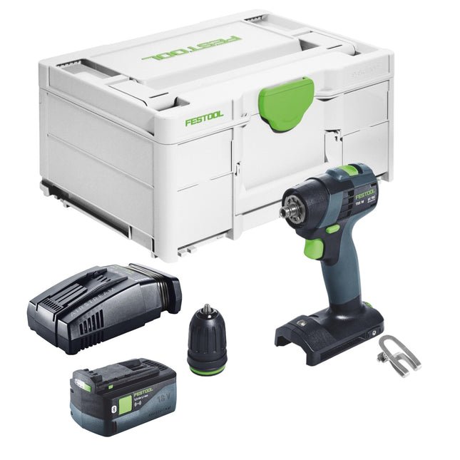 Festool TXS 18-Basic akumulatorowa wiertarko-wkrętarka 18 V 40 Nm bezszczotkowa + 1x akumulator 5,0 Ah + szybka ładowarka + systainer