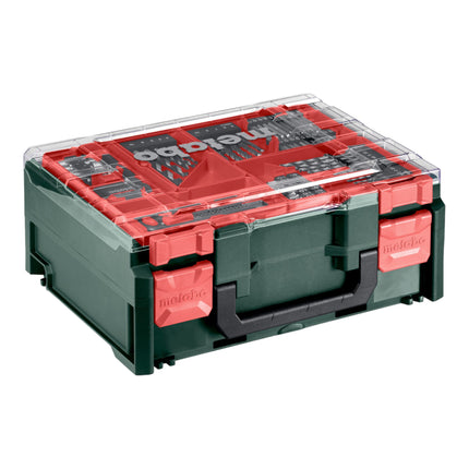 Metabo SB 18 L Set taladradora de percusión a batería 18 V 50 Nm ( 602317710 ) + 2x batería recargable 2,0 Ah + cargador + 78 piezas taller móvil + maletín