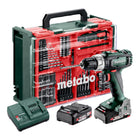 Metabo SB 18 L Set taladradora de percusión a batería 18 V 50 Nm ( 602317710 ) + 2x batería recargable 2,0 Ah + cargador + 78 piezas taller móvil + maletín