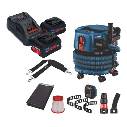 Aspiradora profesional sin cable Bosch GAS 18V-12 MC BITURBO Brushless + 2x batería ProCore 8,0 Ah + cargador rápido + accesorios