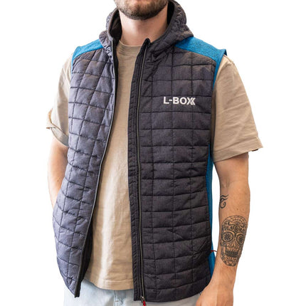 L-Boxx Gilet hybride en maille polaire pour homme - royal melange / anthracite melange taille L