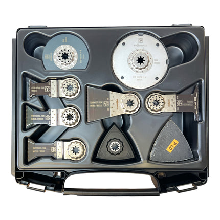 Fein Multimaster AMM 700 MAX AS herramienta multifunción sin cable 18 V Starlock Max Black Edition ( 71294161000 ) + 2x batería recargable 4,0 Ah + cargador + 33 piezas de accesorios + L-Boxx