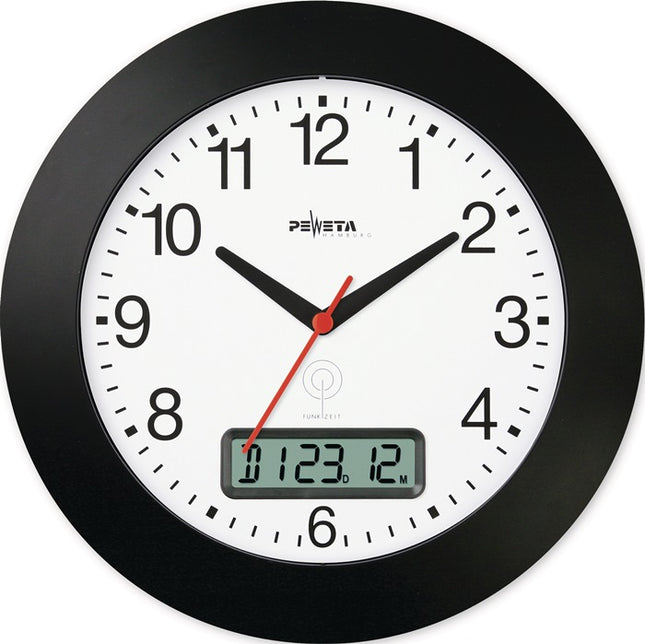 Wall clock ( 9106486631 ) radio controlled clock plastic black numbers