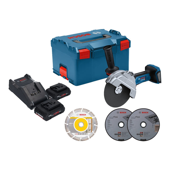 Bosch GWS 18V 180 P Professional Akku Winkelschleifer 18 V 180 mm Brushless 2x ProCORE Akku 4 0 Ah Ladegeraet L Boxx 0 - toolbrothers