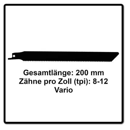 Komet Säbelsägeblatt PALLETS 200mm 8-12tpi 10 Stk. ( 2x 501.396 ) HSS-Bi-Metall Vario - Toolbrothers