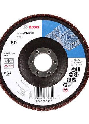 Bosch Fächerschleifscheiben X551 Expert for Metal 125mm, K60, 50 Stück ( 50x 2608606717 ) - Toolbrothers