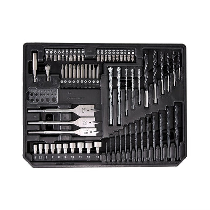 Taladro atornillador inalámbrico Makita DDF 451 SGX4 18 V 80 Nm + 1x batería 6,0 Ah + cargador + 70 piezas. Juego de brocas + estuche