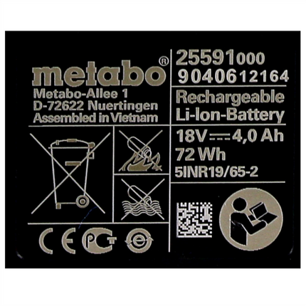 Metabo Li-Power Batteria 18V - 4,0 Ah ( 625591000 )