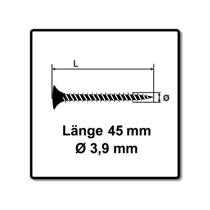 SPAX GIX-C Schnellbauschrauben für Gipsfaser magaziniert 3,9x45mm Phosphatiert 1000 Stück ( 1791170390456 ) Vollgewinde, Spitzer Fräskopf, Kreuzschlitz H2, Nadelspitze