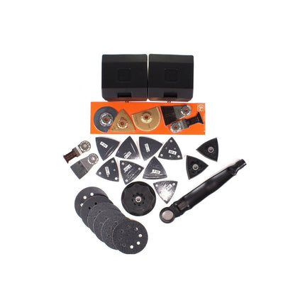 Herramienta multifunción FEIN MultiMaster Top FMM 350 QSL + maletín de herramientas + juego de accesorios de 40 piezas + 3 hojas de sierra StarlockPlus