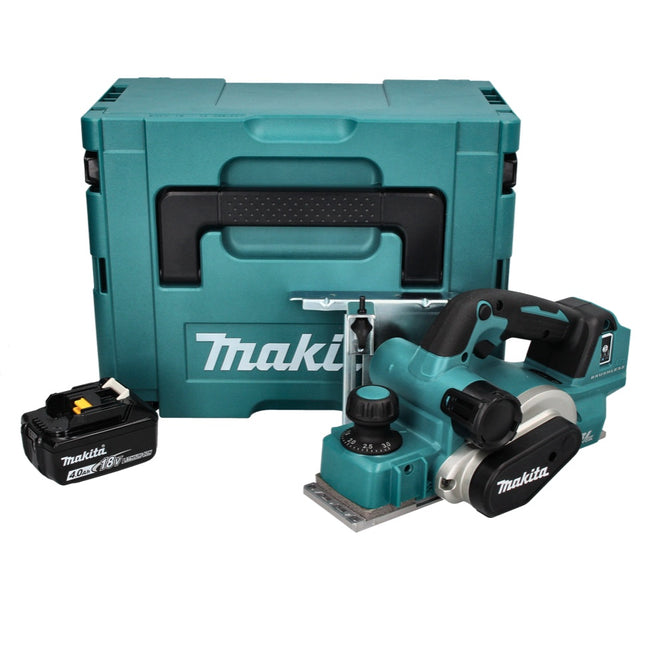 Makita DKP 181 M1J Cepillo sin cable 82 mm 18 V sin escobillas + 1x batería recargable 4,0 Ah + Makpac - sin cargador