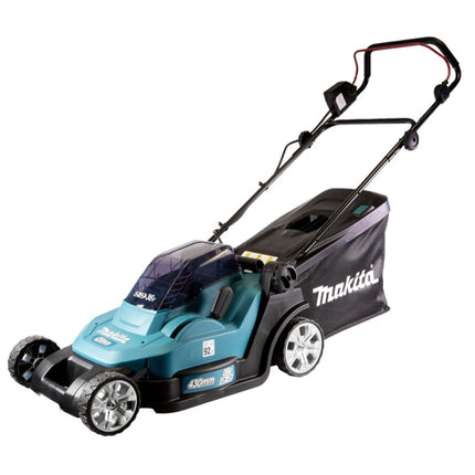 Makita DLM 432 PM4 cordless lawn mower 36 V ( 2x 18 V ) 43 cm brushless + 4x battery 4.0 Ah + double charger