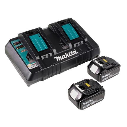 Makita DUB 363 PG2V Soffiatore / aspirafoglie a batteria 36 V ( 2x 18 V ) brushless + set di aspirazione + 2x batteria ricaricabile 6,0 Ah + doppio caricabatterie