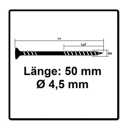 Tornillo fachada SPAX 4,5 x 50 mm 1000 piezas Acero inoxidable A2 (5x 25470004505022) rosca de fijación mini cabeza avellanada T-STAR Plus Torx T20 CUT