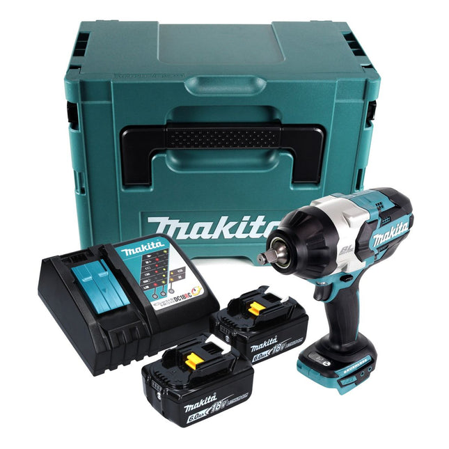 Makita DTW 1002 RGJ cordless impact wrench 18 V 1000 Nm 1/2" brushless + 2x rechargeable battery 6.0 Ah + charger + Makpac