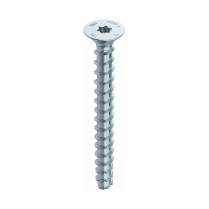 HECO MULTI MONTI plus F anclaje de tornillo 6,0 x 80 mm 100 piezas (2x 48501) tornillo para hormigón, cabeza avellanada, accionamiento en T, galvanizado azul, A2K