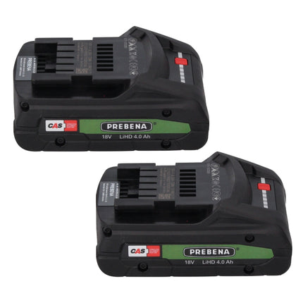 Prebena Battery Set 18V: 2x LiHD Batteries 4Ah + Charger 12-36 CAS System