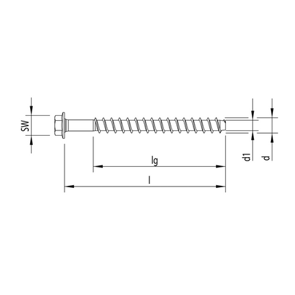 HECO MULTI MONTI plus SS Vis d'ancrage 10,0 x 120mm - Vis à béton - Tête hexagonale - Galvanisée bleue - A2K - 25 pcs. (48455)
