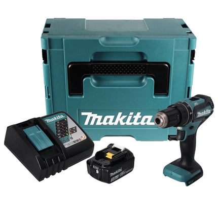 Taladro de percusión sin cable Makita DHP 485 RF1J 18 V 50 Nm sin escobillas + 1x batería recargable 3,0 Ah + cargador + Makpac