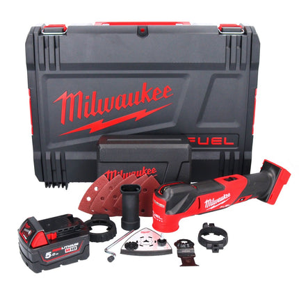 Milwaukee M18 FMT-501X FUEL Outil multifonctions sans fil 18 V Brushless + 1x batterie 5,0 Ah + 7 pcs. d'accessoires + HD Box - sans chargeur