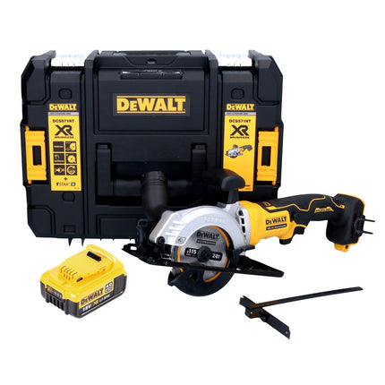 DeWalt DCS 571 Scie circulaire à main sans fil 18 V 115 mm Brushless + 1x batterie 4,0 Ah + TSTAK - sans chargeur