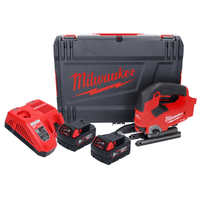 Milwaukee M18 FJS-502X cordless jigsaw 18 V 25 mm stroke brushless ( 4933464727 ) + 2x battery 5.0 Ah + charger + HD box