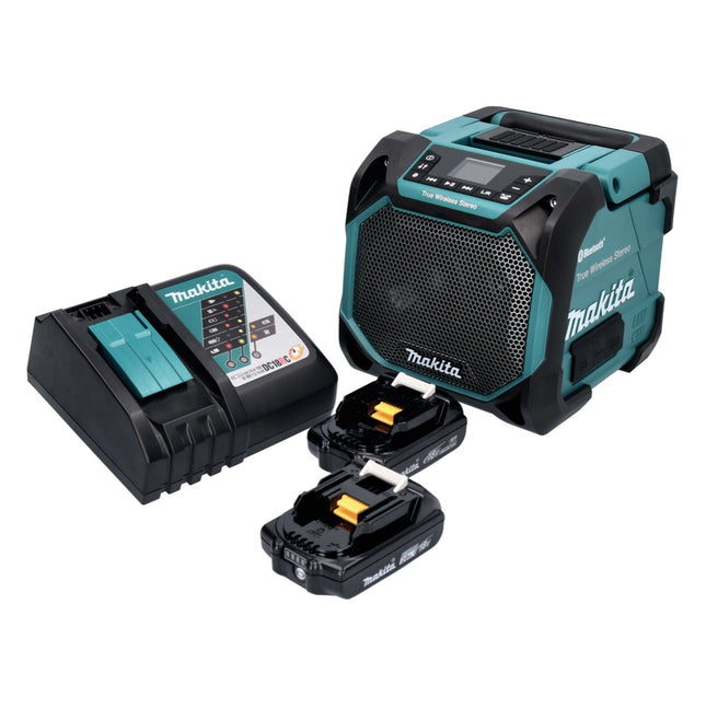 Makita DMR 203 RA Altavoz Bluetooth 12 V 18 V IP64 + 2x batería recargable 2,0 Ah + cargador