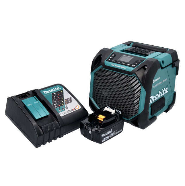 Makita DMR 203 RT1 Altavoz Bluetooth 12 V 18 V IP64 + 1x batería recargable 5,0 Ah + cargador
