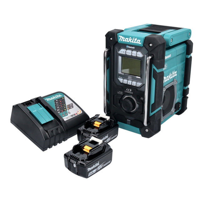 Radio de obra inalámbrica Makita DMR 301 RT 12 V máx. - 18 V DAB / DAB+ / Bluetooth + 2x batería recargable 5,0 Ah + cargador