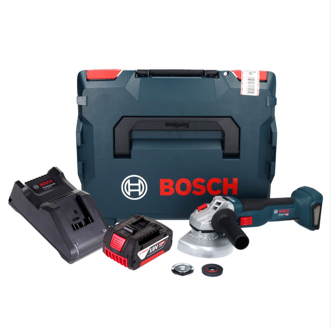 Bosch GWS 18V-10 Amoladora angular profesional sin cable 18 V 125 mm sin escobillas + 1x acumulador 4,0 Ah + cargador + L-Boxx