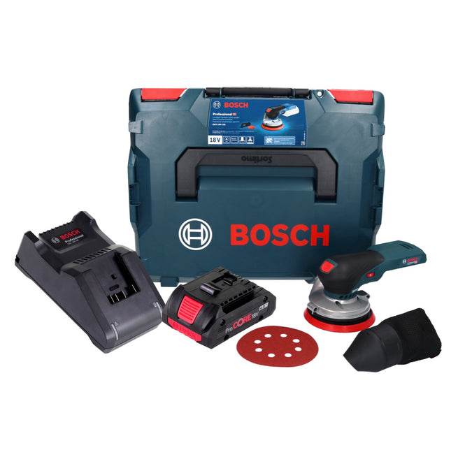 Bosch GEX 18V-125 Levigatrice rotorbitale a batteria professionale 18 V 125 mm senza spazzole + 1x batteria ricaricabile ProCORE 4,0 Ah + caricabatterie + L-BOXX