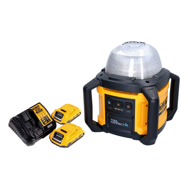DeWalt DCL 074 D2 Cordless construction site spotlight Spotlight 18 V 5000 lm 4000 Kelvin + 2x rechargeable battery 2.0 Ah + charger