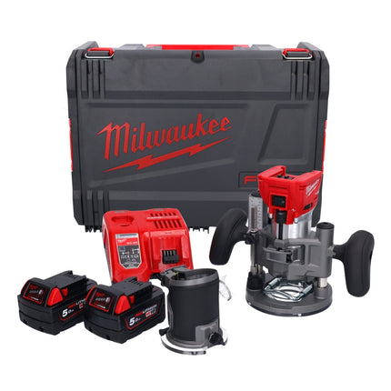 Fresadora sin cable Milwaukee M18 FTR-502X 18 V sin escobillas + 2x batería 5.0 Ah + cargador + módulos de fresadora + caja HD