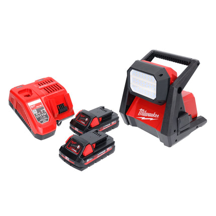 Milwaukee M18 HOAL-302FC Lampe de chantier LED sans fil 4000lm 18V + 2x Batteries 3,0Ah + Chargeur