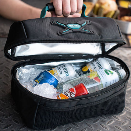 Toolbrothers Fan Lunchpaket in Makita Kühltasche mit Edelstahl Brotdose mit Trennfächern und Edelstahldeckel 1200 ml + Edelstahl Trinkflasche 500 ml + 4 in 1 Multifunktions Besteck - Toolbrothers