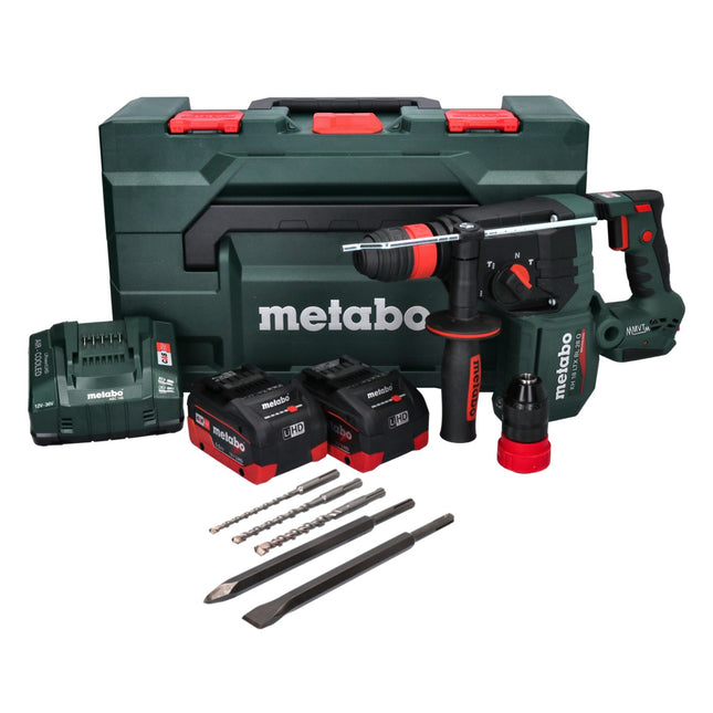 Metabo KH 18 LTX BL 28 Q Marteau perforateur sans fil 18 V 3 J SDS plus Brushless + 2x batterie 5,5 Ah + chargeur + 5 pces. jeu de forets et burins + metaBOX