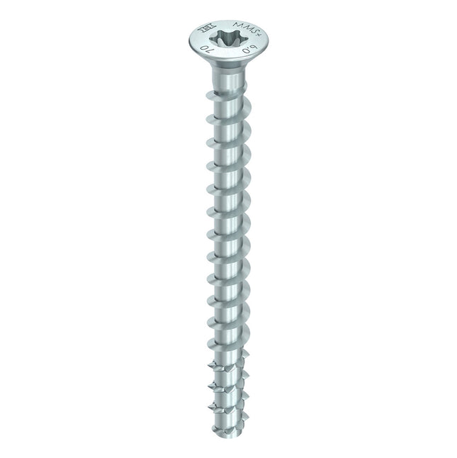 HECO MULTI MONTI plus F Screw 7.5 x 80 mm - Concrete Screw - Countersunk head - T-Drive - Galvanised blue - A2K - 100 pcs. (2x 48515)