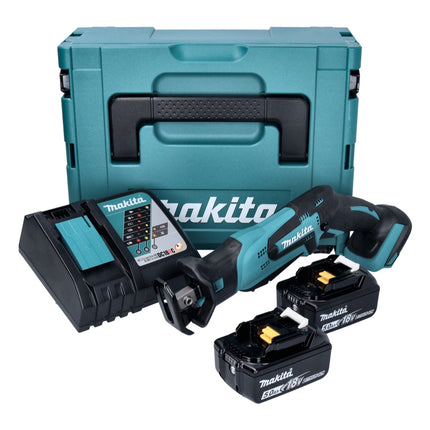 Sierra sable sin cable Makita DJR 185 RTJ 18 V + 2x batería recargable 5,0 Ah + cargador + Makpac