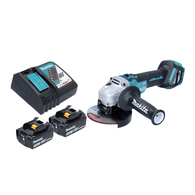 Smerigliatrice angolare a batteria Makita DGA 513 RF 18 V 125 mm brushless + 2x batteria ricaricabile 3,0 Ah + caricabatterie