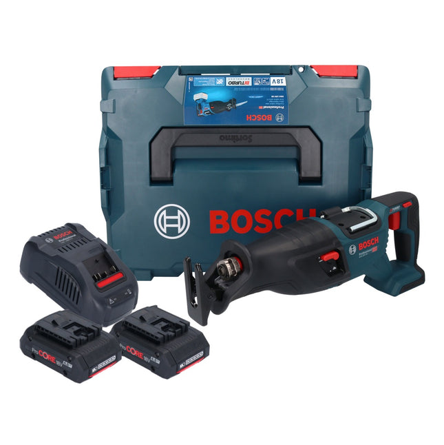 Sega alternativa a batteria GSA 18V-28 Bosch 18 V BITURBO Brushless + 2x batteria ProCORE 4,0 Ah + caricabatterie + L-Boxx