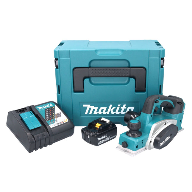 Makita DKP 180 RG1J cepillo sin cable 18 V 82 mm + 1x batería recargable 6,0 Ah + cargador + Makpac
